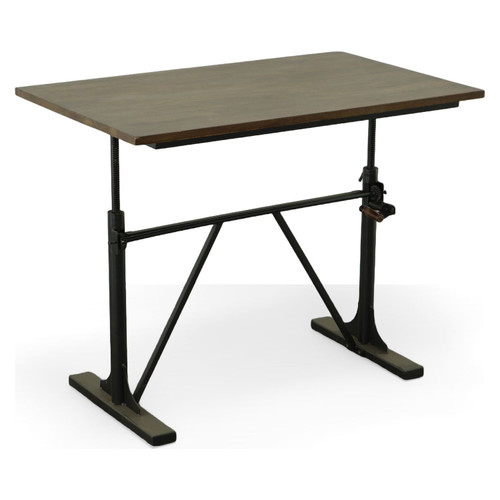 Brio Sit or Stand Adjustable Desk, Elm/Black - Front View