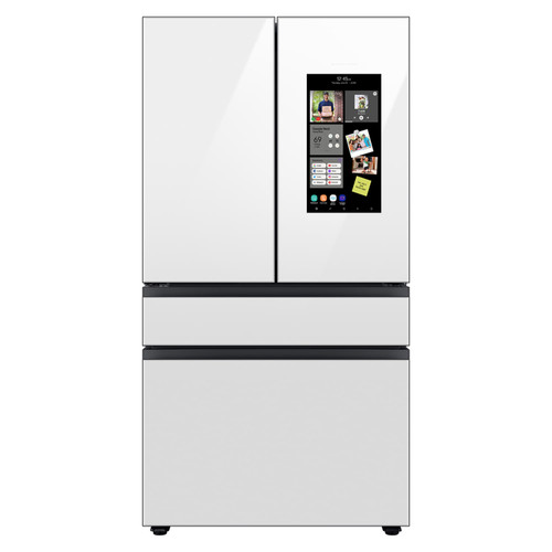 Samsung Bespoke 4-Door French Door Refrigerator (29 cu. ft.) with Family Hub White Glass - RF29BB890012 - Front View