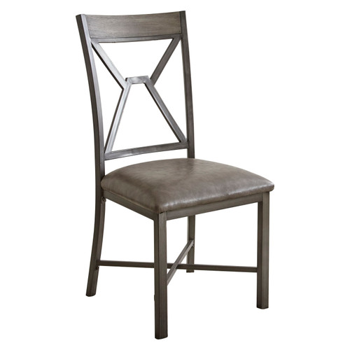Alamo Gray PU Side Chair - Silo Angled View