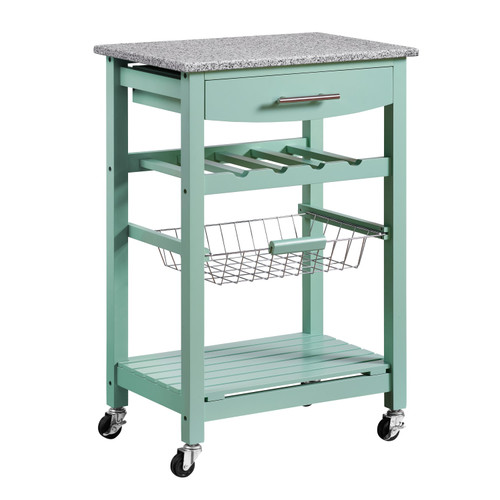 Bedard Green Granite Top Kitchen Cart