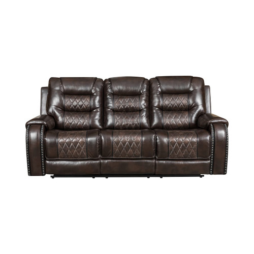 Valenca Collection Dark Chocolate Reclining Sofa - Front Facing Silo