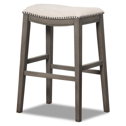 Ian Gray Linen Saddle Barstool - Front View