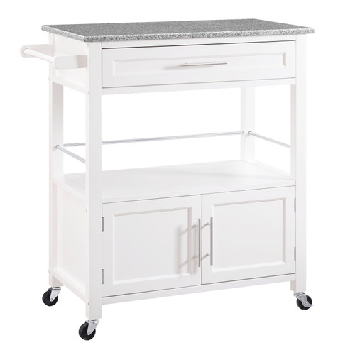 Lampton White Granite Top Kitchen Cart