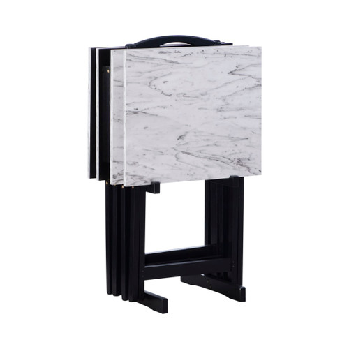 Mcduffee Tray Table Set White Black Faux Marble_Main