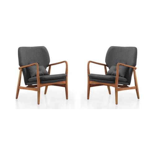 Bradley Accent Chair in Charcoal and Walnut (Set of 2)