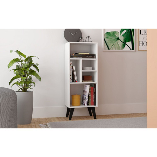 Warren Mid-High Bookcase2.0  in White with Black Feet