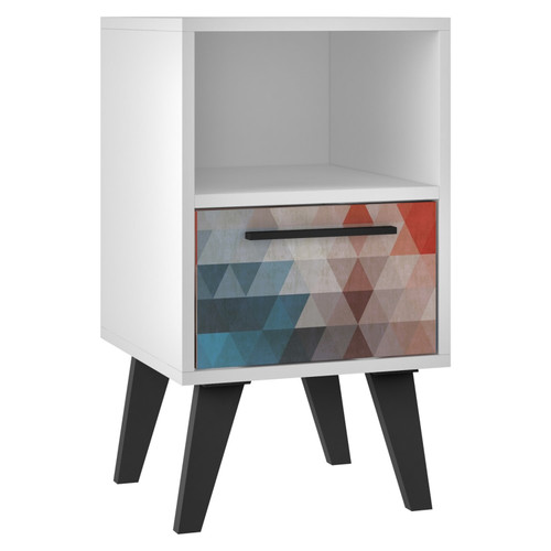Amsterdam Nightstand 1.0 in Multi Color Red and Blue - Right Angle View
