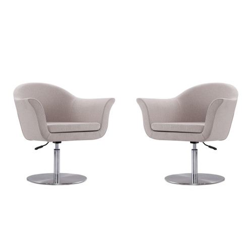 Voyager Swivel Adjustable Accent Chair in Barley and Brushed Metal (Set of 2) - Front View