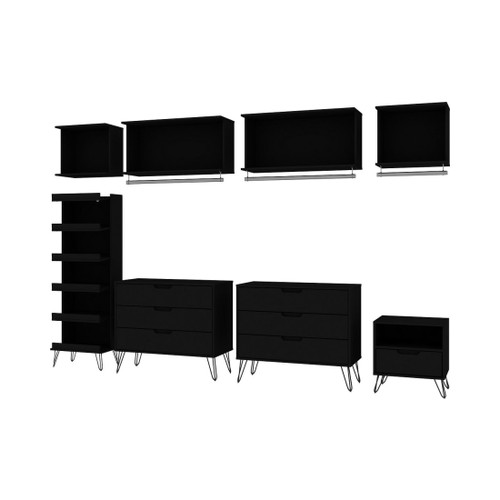 Rockefeller 8- Piece Open Wardrobe in Black