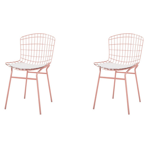 Madeline Chair in Rose Pink Gold and White (Set of 2)