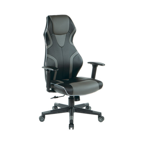 Rogue_Gaming_Chair_in_Black_Faux_Leather_with_Grey_Trim_and_Accents_Main_Image