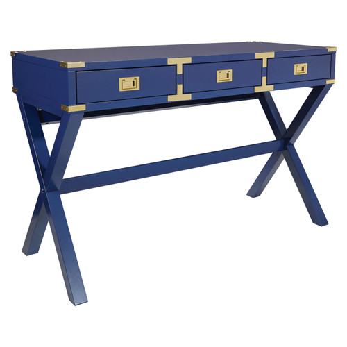 Wellington 46" Desk with Power in Lapis Blue Finish - Silo Angled View