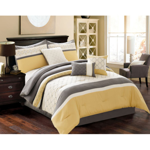 Conley 6 Piece Comforter Set - Queen - Angled Front Facing Lifestyle