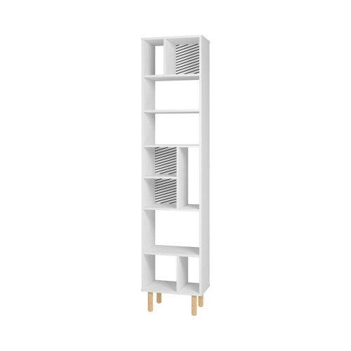 Essex 77.95" Bookcase in White and Zebra