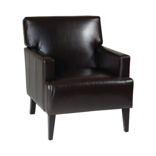 Carrington Armchair in Environmentally Friendly Espresso Bonded Leather and Espresso Solid Wood Legs