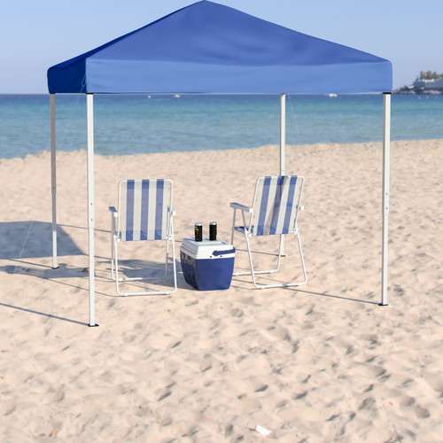 8'x8' Blue Outdoor Pop Up Event Slanted Leg Canopy Tent with Carry Bag - Lifestyle Image