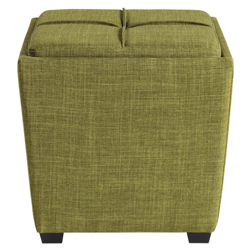 Rockford Storage Ottoman in Green Fabric - Front View