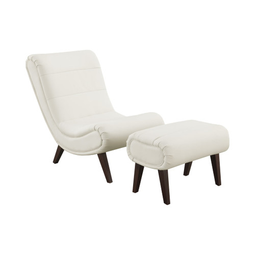 Hawkins Lounger with Ottoman in White Faux Leather