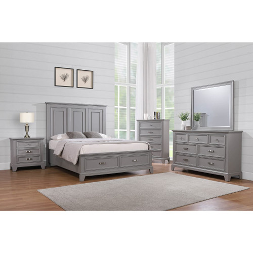 Dove Manor Gray Storage Bedroom 3PC Set Queen Bed, Dresser, Mirror - Lifestyle Image
