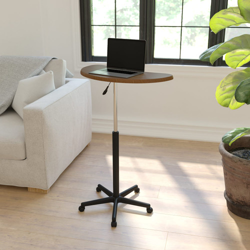 Rustic Walnut Sit to Stand Mobile Laptop Computer Desk Lifestyle Image