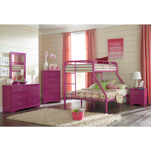 Sutton Collection Twin over Full Bunkbed in Raspberry - Bedroom View