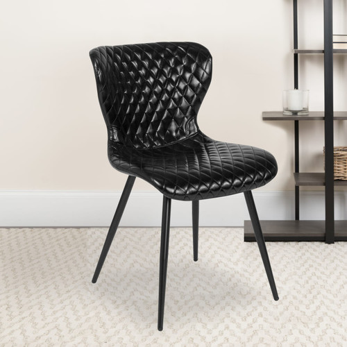 Bristol Contemporary Upholstered Chair in Black Vinyl - Lifestyle
