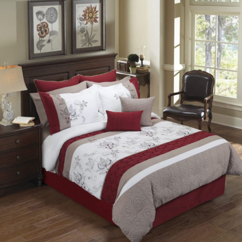 Hayes 6 Piece Comforter Set - Queen - Top View Lifestyle