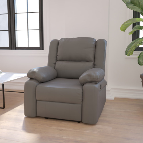 Harmony Series Gray LeatherSoft Recliner - Room lifestyle image