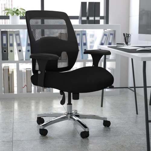 HERCULES Series 24/7 Intensive Use Big & Tall 500 lb. Rated Black Mesh Executive Ergonomic  Chair with Ratchet Back