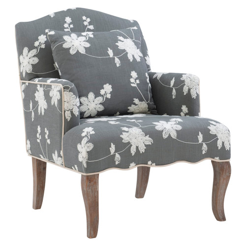 Tarpley Arm Chair Emrbroid Gray Floral - Lifestyle