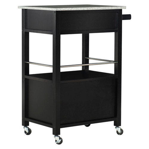 Mundy Cart Black with Granite Top - Angled silo