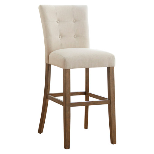 Lofton Beige Wood Bar Stool - Right Angle