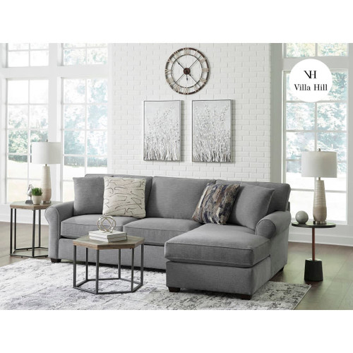 Crestview Rolled Arm Graphite 2-pc Sectional w/ Right Chaise with VH Logo Product Display Image