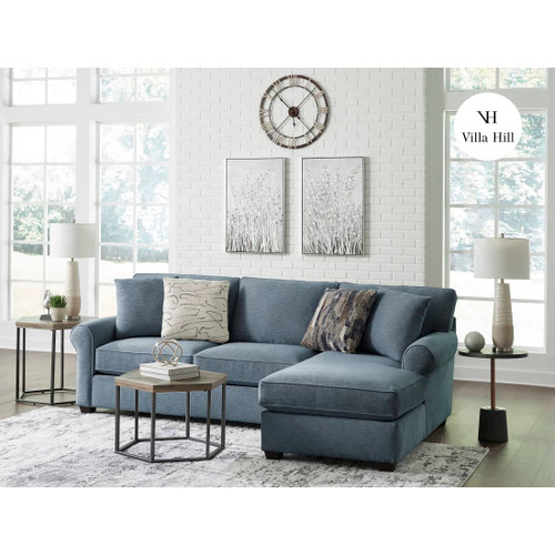 Crestview Rolled Arm Blue 2-pc Sectional w/ Right Chaise with VH Logo Product Display Image