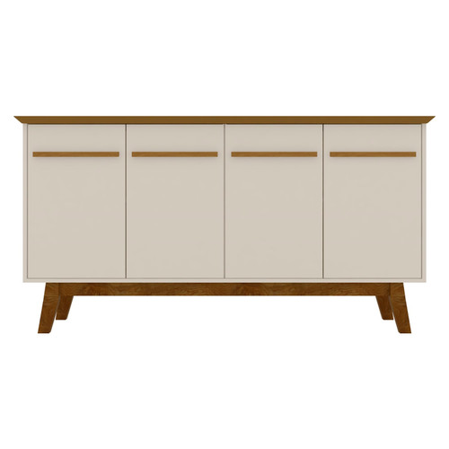 Yonkers 62.99 Sideboard with Solid Wood Legs and 2 Cabinets in Off White and Cinnamon