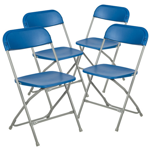 Hercules‚Ñ¢ Series Plastic Folding Chair - Blue - 4 Pack 650LB Weight Capacity Comfortable Event Chair-Lightweight Folding Chair