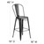 4 Pack 30" High Distressed Black Metal Indoor-Outdoor Barstool with Back - Silo with dimensions