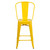 24" High Yellow Metal Indoor-Outdoor Counter Height Stool with Removable Back - Front view silo