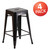 4 Pack 24" High Backless Black-Antique Gold Metal Indoor-Outdoor Counter Height Stool with Square Seat - 4pk sticker - view-3