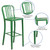 2 Pack 30" High Green Metal Indoor-Outdoor Barstool with Vertical Slat Back - features image