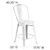 4 Pack 24" High Distressed White Metal Indoor-Outdoor Counter Height Stool with Back - silo with dimensions