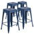 4 Pack 24" High Backless Distressed Antique Blue Metal Indoor-Outdoor Counter Height Stool - pack silo