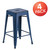 4 Pack 24" High Backless Distressed Antique Blue Metal Indoor-Outdoor Counter Height Stool - 4pk sticker