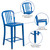 24" High Blue Metal Indoor-Outdoor Counter Height Stool with Vertical Slat Back - features image