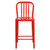 24" High Red Metal Indoor-Outdoor Counter Height Stool with Vertical Slat Back - front view silo