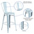 30" High Distressed Green-Blue Metal Indoor-Outdoor Barstool with Back - Silo Features