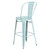 30" High Distressed Green-Blue Metal Indoor-Outdoor Barstool with Back - Silo Back Angled View - view-6