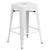 4 Pack 24" High Backless White Metal Indoor-Outdoor Counter Height Stool with Square Seat - Silo Angled View