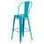 4 Pack 30" High Crystal Teal-Blue Metal Indoor-Outdoor Barstool with Back - Silo Back Angled View