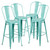 4 Pack 30" High Mint Green Metal Indoor-Outdoor Barstool with Back - Silo Set